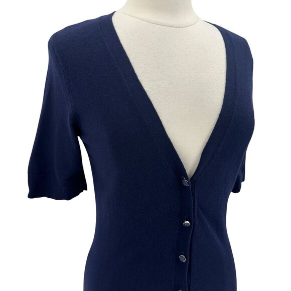 NWT New York & Company 7th Avenue Navy Blue Knit Button Cardigan Medium - Picture 2 of 9